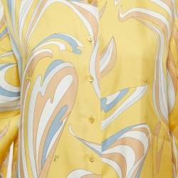 Emilio Pucci Yellow Vortici Print Silk Shirt M