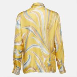Emilio Pucci Yellow Vortici Print Silk Shirt M