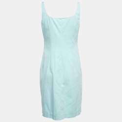 Pre Owned Emilio Pucci Light Blue Cotton Waist Tie Detail Sleeveless Mini Dress M