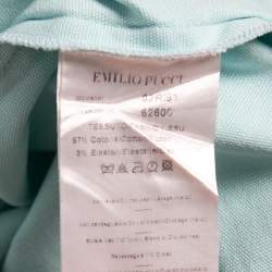 Pre Owned Emilio Pucci Light Blue Cotton Waist Tie Detail Sleeveless Mini Dress M