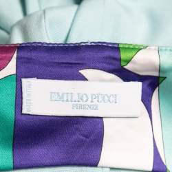 Pre Owned Emilio Pucci Light Blue Cotton Waist Tie Detail Sleeveless Mini Dress M