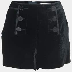 Emilio Pucci Black Velvet Buttoned Shorts M