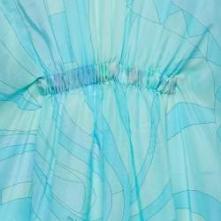 Emilio Pucci Blue/Multicolor Printed Cotton & Silk Kaftan L
