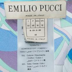 Emilio Pucci Blue/Multicolor Printed Cotton & Silk Kaftan L