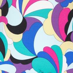 Emilio Pucci Multicolor Printed Knit V-Neck T-Shirt L
