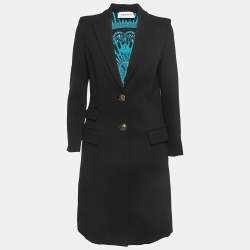 Emilio Pucci Black Knit Single Breasted Coat M