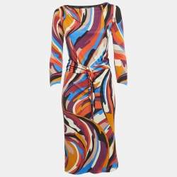 Emilio Pucci Multicolor Printed Jersey Midi Dress S
