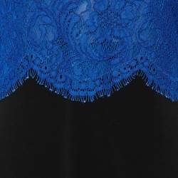 Pre Owned Emilio Pucci Blue Lace & Black Crepe Top M