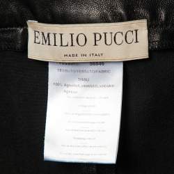 Emilio Pucci Black Leather Fitted Pants L