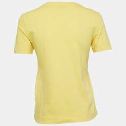Pre Owned Emilio Pucci Yellow Logo Patch Cotton Short Sleeve T-Shirt S