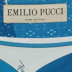 Emilio Pucci Blue Printed Jersey Midi Dress M