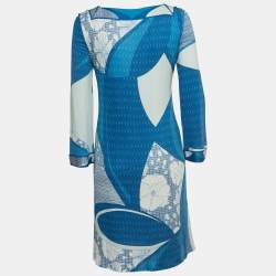 Emilio Pucci Blue Printed Jersey Midi Dress M