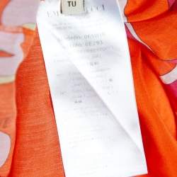 Pre Owned Emilio Pucci Orange Printed Cotton & Silk Kaftan Dress (One Size)