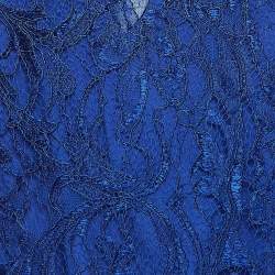 Pre Owned Emilio Pucci Blue Floral Lace Long Sleeve Mini Dress M