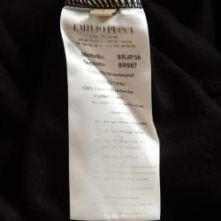 Pre Owned Emilio Pucci Black Embellished Logo Print Cotton Half Sleeve T-Shirt L