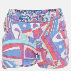 Emilio Pucci Vintage Multicolor Print Cotton Terry Shorts S