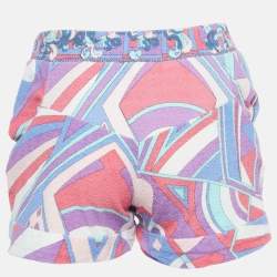 Emilio Pucci Vintage Multicolor Print Cotton Terry Shorts S