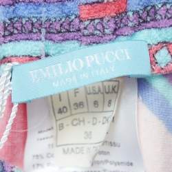 Emilio Pucci Vintage Multicolor Print Cotton Terry Shorts S