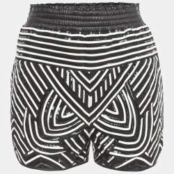 Emilio Pucci Black Patterned Cotton Elasticated Waist Shorts S