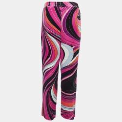 مملوكة مسبقًا Emilio Pucci Pink Print Velvet Elasticated Waist Pants M