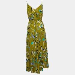 Emilio Pucci Green Printed Jersey  Wrap Dress S