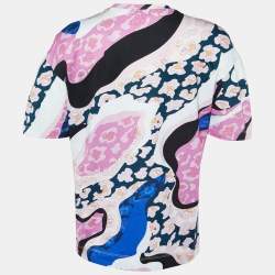 Emilio Pucci Multicolor Logo Print Half Sleeve T-Shirt M