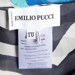 Emilio Pucci Blue Animal Print Silk Sheer Kaftan Dress One Size