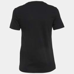 مملوكة مسبقًا Emilio Pucci Black Rhinestone-Embellished Logo Cotton Jersey T-Shirt S