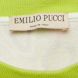 Emilio Pucci Green Africana Print Cotton Crop T-Shirt XS