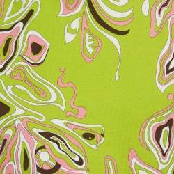 Emilio Pucci Green Africana Print Cotton Crop T-Shirt XS