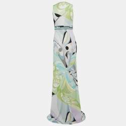 Emilio Pucci Blue Printed Jersey Sleeveless Maxi Dress M