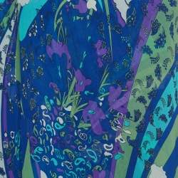 Emilio Pucci Blue Floral Print Silk One Shoulder Asymmetric Dress S