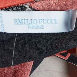 Emilio Pucci Firenze Multicolor Abstract Print Silk Flared Blouse L