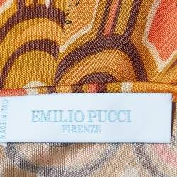 مملوكة مسبقًا Emilio Pucci Brown Scallop Print Silk Jersey Belted Shift Dress M