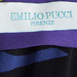 Pre Owned Emilio Pucci Purple Printed Silk Embellished Sleeveless Dress M
