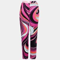 مملوكة مسبقًا Emilio Pucci Pink Printed Velvet Straight Leg Trousers M