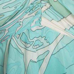 مملوكة مسبقًا Emilio Pucci Blue Printed Silk Ruched Sleeveless Y Back Top S