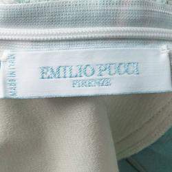 مملوكة مسبقًا Emilio Pucci Blue Printed Silk Ruched Sleeveless Y Back Top S