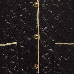 Emilio Pucci Black and Gold Trim Thick Knit Buttoned Coat XL
