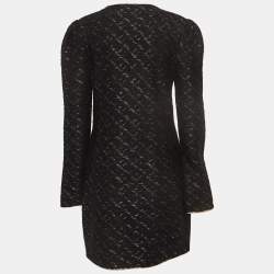 Emilio Pucci Black and Gold Trim Thick Knit Buttoned Coat XL