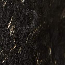 Emilio Pucci Black and Gold Trim Thick Knit Buttoned Coat XL