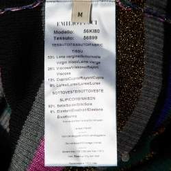 Pre Owned Emilio Pucci Multicolor Striped Lurex Knit Turtleneck Dress M