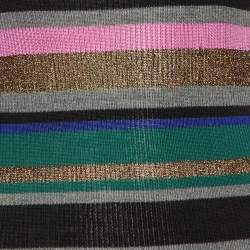 Pre Owned Emilio Pucci Multicolor Striped Lurex Knit Turtleneck Dress M
