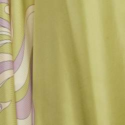 Pre Owned Emilio Pucci Green Printed Silk Wide Leg Jumpsuit One Size