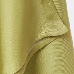 Pre Owned Emilio Pucci Green Printed Silk Wide Leg Jumpsuit One Size