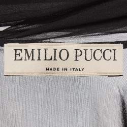 Pre Owned Emilio Pucci Black Sheer Silk Neck Tie Top M