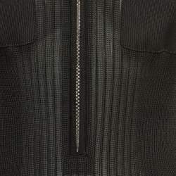 Emilio Pucci Black Jersey Rib Knit Zip Front Polo T-Shirt L