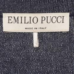 Pre Owned Emilio Pucci Navy Blue Wool Blend Sequin Detail Sweatshirt S