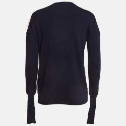 Pre Owned Emilio Pucci Navy Blue Wool Blend Sequin Detail Sweatshirt S