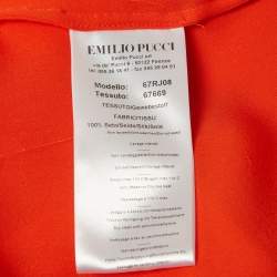 Pre Owned Emilio Pucci Orange Silk Contrast Trim Shirt M